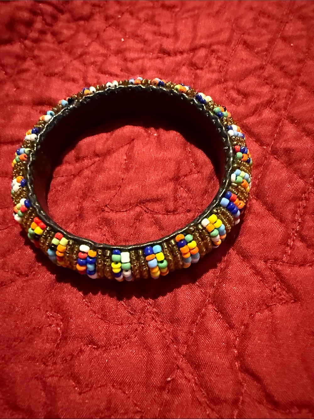 Hand-Beaded Multicolor Women's Bangle Bracelet